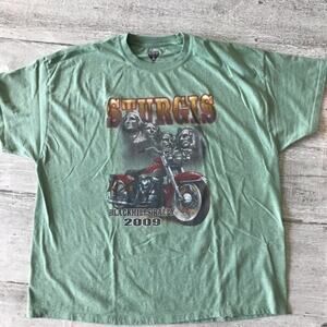 Sturgis Motorcycle Rally 2009 Shirt Harley Vintage XL Hanes Mt.Rushmore Green